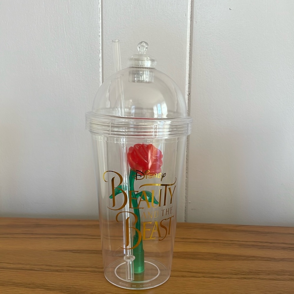 Disneys Beauty and the Beast light up rose tumbler-NEW